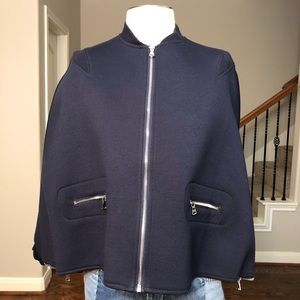 GRACIA BLUE NEOPRENE BATWING CASUAL JACKET M